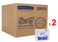 SCOTT กระดาษเช็ดมือ สก๊อตต์ โปร มัลติโฟล์ด รหัสสินค้า 28620 สินค้าคิมเบอร์ลี่ย์-คล๊าค โปรเฟสชั่นแนล ขนาดแผ่น 24.0 x 19.5 ซม. 2 กล่อง กล่องละ 16 ห่อ ห่อละ 250 แผ่น