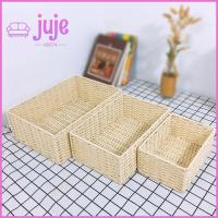 ตะกร้าเครื่องจักรสานธรรมชาติ JUJE83274สำหรับการจัดระเบียบห้องสี่เหลี่ยมชั้นวางของตู้กับข้าวตระกร้าสานเก็บในครัวเรือน