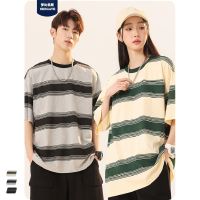 American restoring ancient ways the Japanese popular logo summer leisure stripe male money short sleeve T-shirt lovers into contrast color shirt jacket --ntx230801♧♛✸