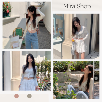 Mira_shop เสื้อแขนยาวคาร์ดิแกน ครอปรัดรูป เซ็กซี่่เบาๆ สายหวานต้องมี 2658#