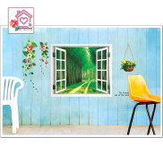 Decal dán tường Cửa sổ rừng xanh AY914 dành cho bé trai bé gái trang trí