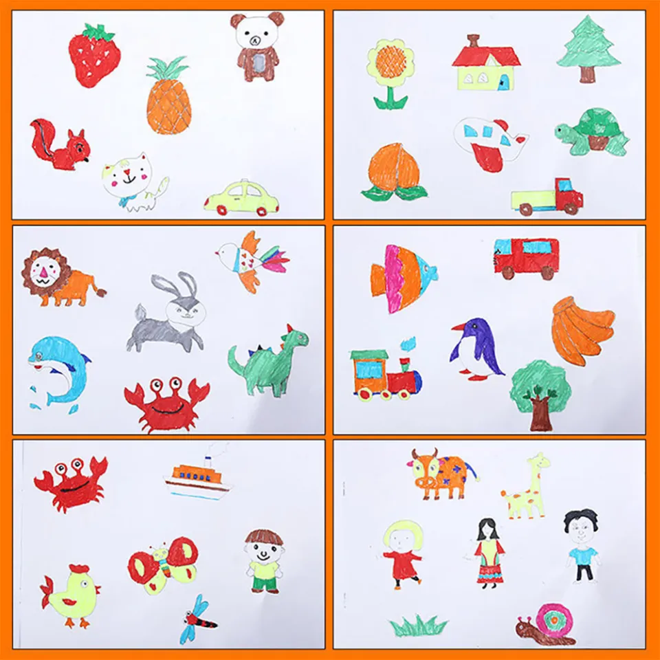 20pcs Kids Montessori Wooden Drawing Toys DIY Painting Template