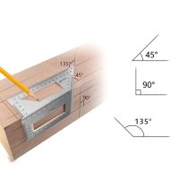 STR6177อะลูมิเนียมพกพาเครื่องวัดโลหะผสมกฎสี่เหลี่ยมอเนกประสงค์ไม้บรรทัดไม้บรรทัดมุม45 90องศาไม้บรรทัดสามเหลี่ยม