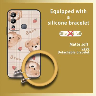 luxurious protective Phone Case For infinix Hot12i/X665 couple solid color Cartoon texture liquid silicone trend youth