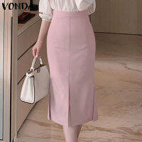 (จัดส่งฟรี)Fancystyle VONDA กระโปรงยาวผ่าข้างสำหรับผู้หญิง,กระโปรงสำหรับเดินทางแบบทางการกระโปรงมิดีทึบสำหรับใส่ไปทำงาน