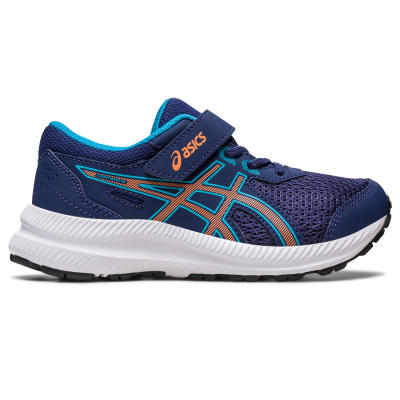 ASICS :  CONTEND 8 PS KIDS RUNNING รองเท้า เด็ก รองเท้าผ้าใบ รองเท้าเด็ก ของแท้  INDIGO BLUE/SUN PEACH