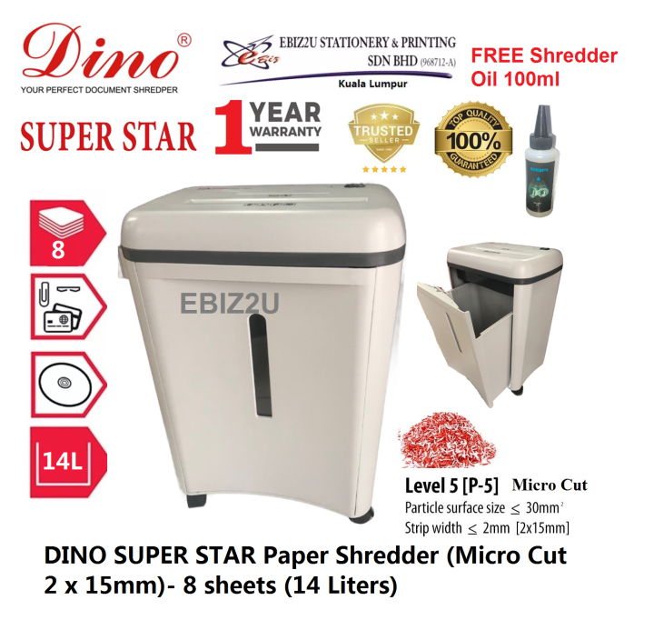 Dino Super Star Paper Shredder Micro Cut 2 X 15mm 8 Sheets 14