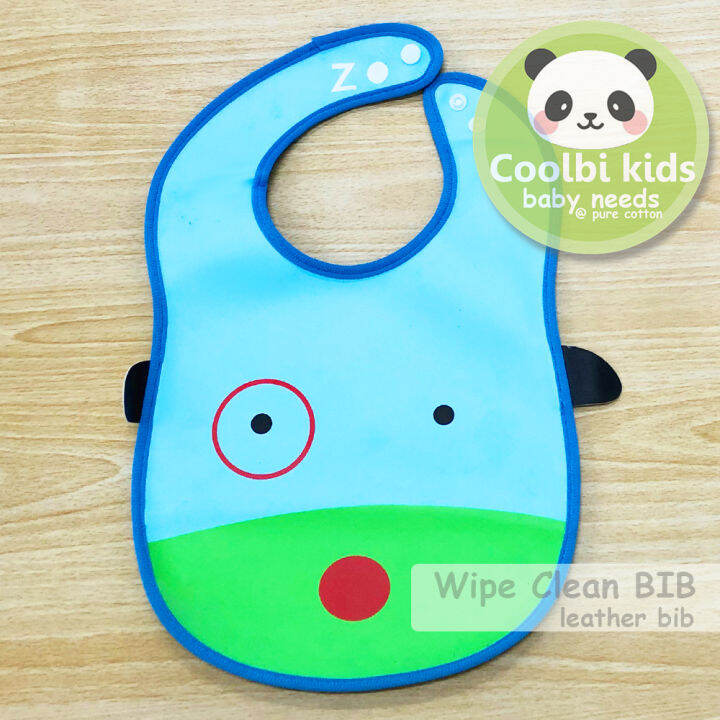 Coolbi Kids Leather Bib baby bib Fun Zoo Button Lock Bib waterproof bib