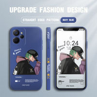 Hontinga เคสสำหรับ Realme 10T 5G เคสลายการ์ตูน Oronoa Zoro เคสสี่เหลี่ยมของเหลวแบบดั้งเดิมทรงสี่เหลี่ยมเคสยางมีลวดลายขอบซิลิโคนนิ่มเคสป้องกันกล้องเคสหลังโทรศัพท์เคสนิ่มสำหรับเด็กผู้ชาย