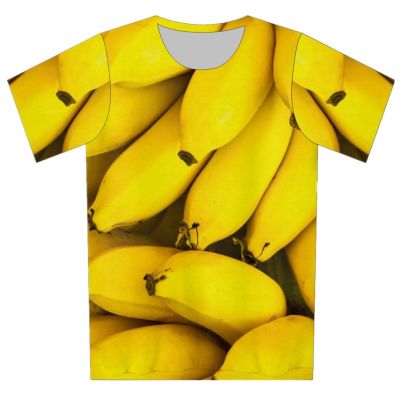 Joyonly 2022 Summer Boys Girls Fashion Yellow Banana Fruit Print T shirts Children Funny T-shirt Kids Cool Cute Baby Tees Tops