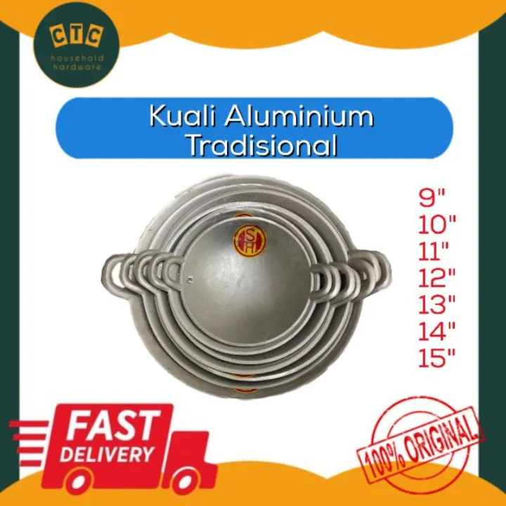 Kuali Aluminium Tradisional/ Double Handle Aluminium Unpolish Wok | Lazada