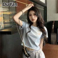 Du Yan เสื้อยืดแบบสั้นนักเรียนผู้หญิง,แขนสั้นใหม่2023 Sweet Spice ผู้หญิง