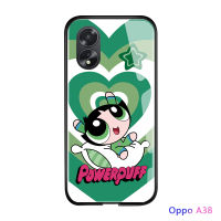 เคสใส่โทรศัพท์ OPPO A38 A18การออกแบบสุดหรูกระจกเทมเปอร์เคสมันวาวกันกระแทกเคสฝาหลัง