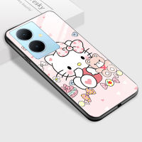 เคสเคสสำหรับ Vivo Y78 5G Vivo Y78 + 5G เคสลายการ์ตูนสำหรับเด็กผู้หญิงกระจกนิรภัยมันวาวเคสฝาหลัง