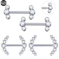 ❍✔ 1PC Titanium CZ Crystal Nipple Bar Tongue Piercings 14G Internally Thread Nipple Earring Barbell Mamilo Piercings Women Jewelry