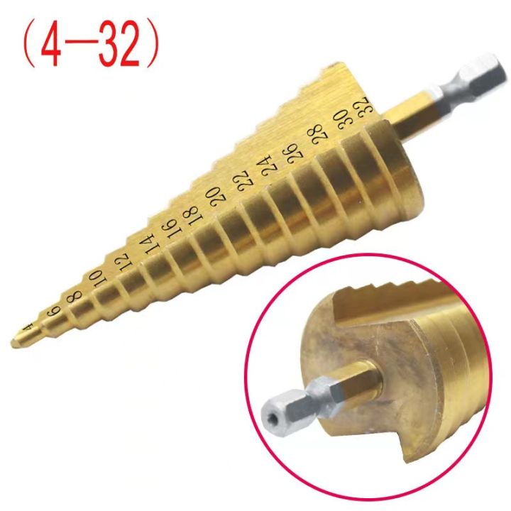 3-ชิ้น-ชุด-ดอกสว่าน-ทรงเจดีย์-ขั้นบันได-stepdrill-เจาะรู-ขยายรู-คว้านรู-ดอกเล็ก-ใหญ่-ขนาด-4-32-4-20-4-12-วัสดุ-high-speed-steel-4241-เคลือบไทเทเนี่ยม-พร้อมกระเป๋าผ้าใบเหน็บเข็มขัด-hss-steel-step-cone-