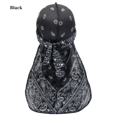 Satin Men Silky Durag Insect Print Hip Hop Du Doo Rag Turban Streetwear Bandana Headwear Long Hat Tie Down Tail Hair Accessories Headbands