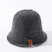 COKK Bucket Hat Women Wool Knitted Solid Color Fisherman Hats For Women Warm Winter Hat Cap Leather Label Vintage Korean Gorros