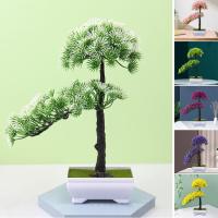 Energetic Fake Pine Bonsai Easy Care Non-fading Realistic Vivid Meaningful Artificial Plant Potted Ornament Home Decor Artificial Flowers  Plants