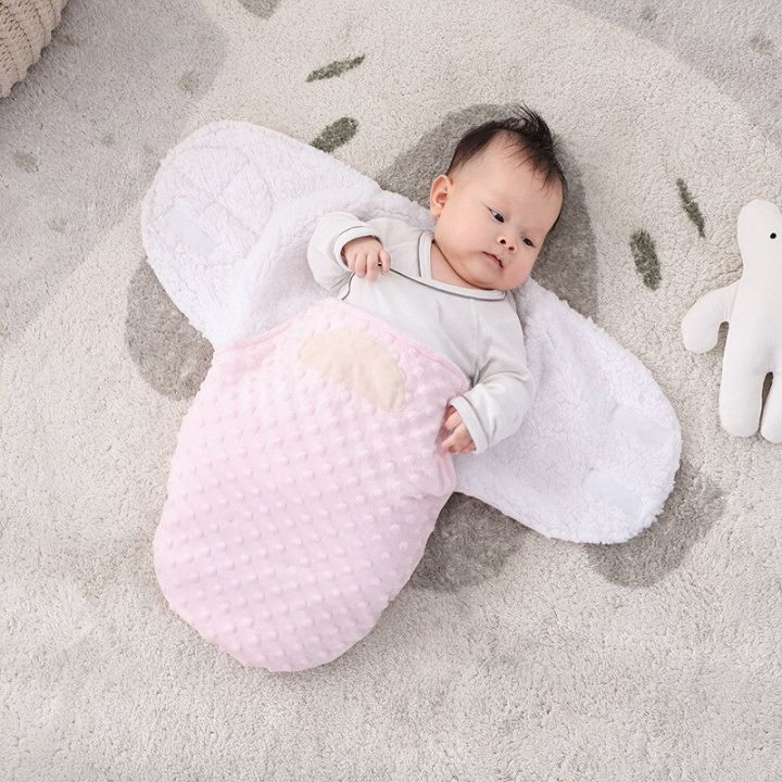 หมวกบีนนี่การห่อตัวเด็กสำหรับเด็กแรกเกิด,ที่ห่อ Comfort กันเตะถุงนอนผ้าห่มสองชั้นแบบนุ่มสำหรับฤดูใบไม้ร่วงใบไม้ผลิ