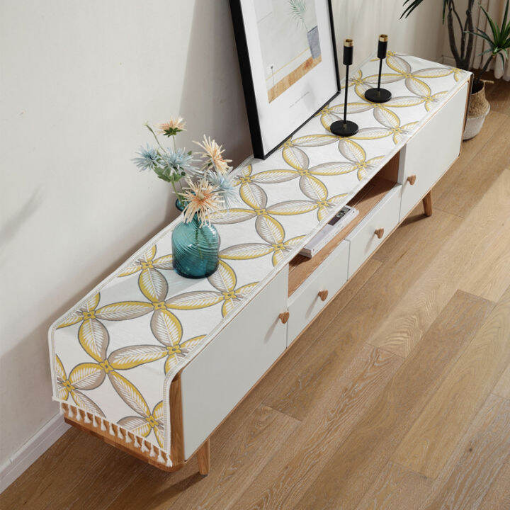 chenille-tassel-table-runner-shoe-cabinet-cover-towel-tablecloth-fresh-long-tablecloth-triangle-pattern-track-on-the-table