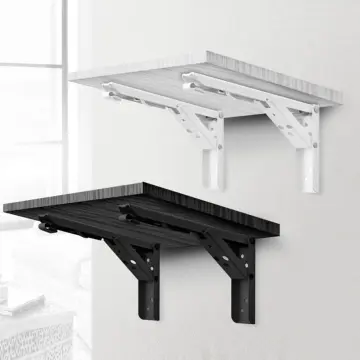 2pcs Folding Bracket for Shelf Table Desk Wall Mounted Support Collapsible  Long Release Arm Space Saving Stainless Steel