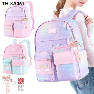 The new primary school students schoolbags for girls grades one to three four five six childrens schoolbags womens burden-reducing ultra-light backpacks