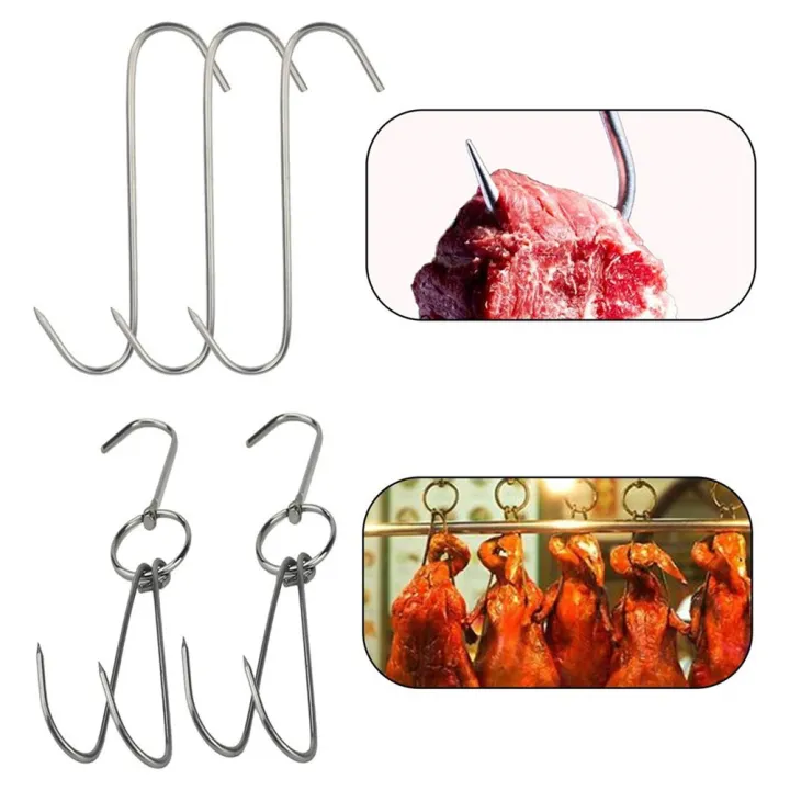 Hanging Hooks SHooks Butchers Chefs Chicken Double Hooks Drying BBQ