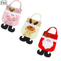 FAL Christmas Tote Bag Lovely Santa Snowman Elk Candy Bag Portable Sequin Xmas Gift Bag For Carnival Masquerade Parties