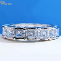 Wong Rain 100 925 Sterling Silver Asscher Cut Created Moissanite Gemstone Wedding Band Ring For Women Fine Jewelry Wholesale