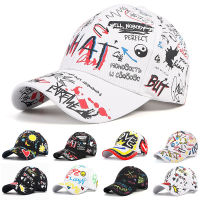 Cotton White Baseball Cap Women Men 2022 Summer Snapback Caps Men Korean Cartoon Graffiti Print Casquette Femme Baseball Hat