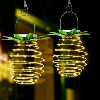 LED Solar Garden Lights Pineapple Fairy String Hanging Lantern Outdoor Waterproof Solar Lamp for Home Festival Garden Decoration