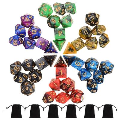 ；。‘【； New 42Pcs Mixed Color Multi-Side Dice Polyhedral Digital Dices For Game Funny Dice Set With 6 Bags