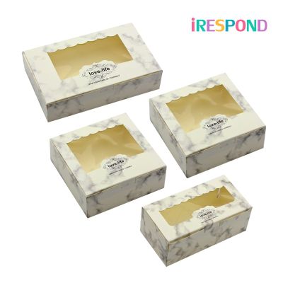 10PCS Gift Box Weeding Paper Packaging For Candy Cookies Cupcake Boxes Window White Marble Party Gift Decor Favor Cardboard Tapestries Hangings