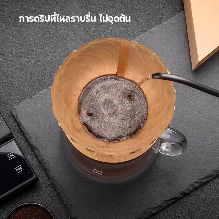 ส่งจากไทย-ดริปเปอร์แก้วฐานไม้-ดริปเปอร์แก้ว-กรวยดริปกาแฟ-ชุดชงกาแฟ-กรวยกรองกาแฟ-ใช้ร่วมกับแผ่นกรองกาแฟและเหยือกแก้วได้ทุกขนาด