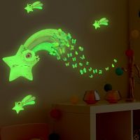 ZZOOI Cartoon Rainbow Stars Luminous Wall Stickers Glow In The Dark Butterfly Decals For Kids Rooms Girls Bedroom Home Decor Wallpaper