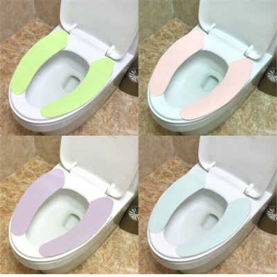 【LZ】 1 Pair Bathroom Toilet Seat Cover Toilet WC Closestool Washable Reusable Solid Color Soft Warm Toilet Seat Pad Mat Cushion