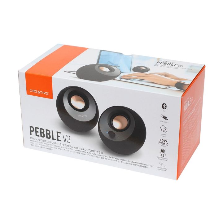 Creative Pebble V3 2 - 0 Bluetooth Speaker System - 8 W RMS - Black