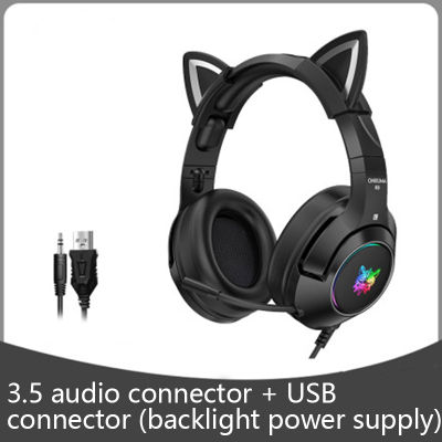 RGB Gaming 7.1 Stereo Headphones Pink Headset Removable Cat Ear Wired USB With Mic noise reduction For PS4Xbox one cute Girl