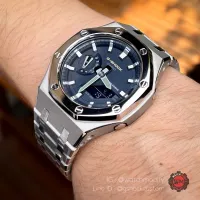 G-Shock Mod AP Style Navy Blue Silver Dial with Steel Bracelet