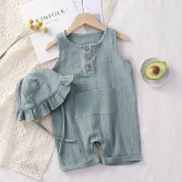 Baby baby clothes men and women double yarn jumpsuits child sleeveless vest婴儿衣服款男女宝宝双层纱连体衣小童无袖背心爬服柔软透气哈衣sy4711