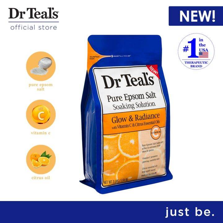 Dr Teal's Glow and Radiance Epsom Salt Soak with Vitamin C Detox Bath