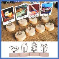 OWMXZL 1 PC ตกแต่งงานปาร์ตี้ เครื่องประดับเดสก์ท็อป ของตกแต่งบ้าน ที่ใส่ไม้กลม ข้อความสนับสนุนซ้าย กรอบรูป คลิปภาพ