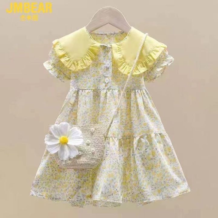 2021-summer-girls-dress-girls-broken-flower-skirt-korean-version-of-childrens-chiffon-square-collar-full-of-foreign-style-princess-skirt