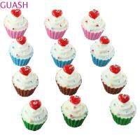 GUASH 30 Pcs ความยาว29มม. จี้เรซิ่น faux CUP cake พลาสติก imiated Food Charm พร้อมห่วง เส้นผ่านศูนย์กลาง24มม. รู: 2mm เครื่องรางเค้กหวานอาหารน่ารัก 6-สี เรซิน จี้เรซิ่น3D สีสันสดใสถ้วยหวานเค้กอาหาร Charm งานฝีมือดีไอวาย