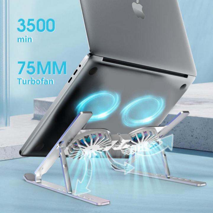 aluminium-alloy-laptop-stand-holder-with-cooling-fan-rgb-light-portable-foldable-notebook-holder-for-12-17-inch-laptop-tablet-laptop-stands