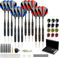 Formula Sports Steel Tip Dart Set, Darts Metal Tip Set, 6 Pcs 21g and 6 Pcs 23g Professional Barrels with 18 Aluminium Shafts, 21 Flights, 20 O-Rings .Dart Sharpener, Flight Protector, Gift Darts Box