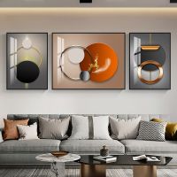 3 Piece Nordic Luxury Geometry Circle Light Canvas Painting Wall Art Abstract Posters and Prints for Living Room Decor Cuadros