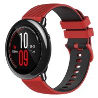 สำหรับ Amazfit Pace 22Mm ตาหมากรุก2-นาฬิกาซิลิโคนสี (สีแดง + สีดำ)