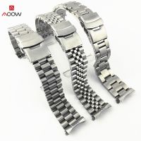 นาฬิกาสแตนเลส B 20มม. 22มม. ปลายโค้งโลหะพับได้สายรัดข้อมือสำหรับ Seiko SKX009โลโก้